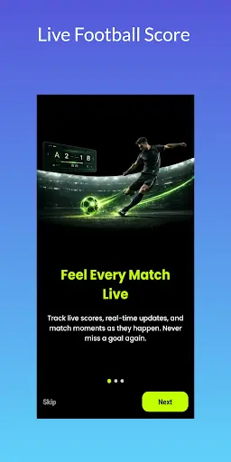 Stream East app intro screen: Feel Every Match Live